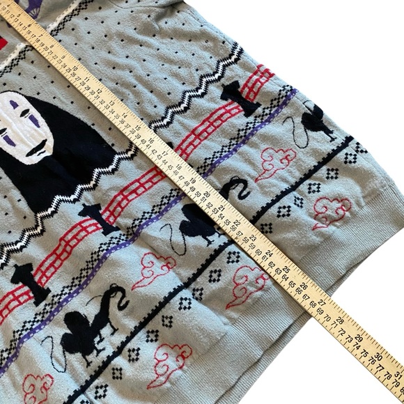 Studio Ghibli Spirited Away Kaonashi Knit Sweater 2X Acrylic Crew Neck AOP - Picture 9 of 9